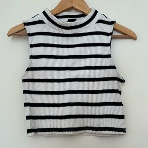 Striped Mock Neck Crop Top